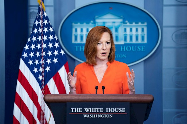 La portavoz de la Casa Blanca, Jen Psaki, habla a los medios este lunes 21 de junio de 2021. EFE/EPA/Alex Edelman / POOL