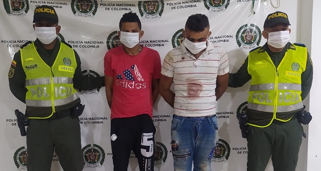 Lederwin Yesith Arrieta Barrios y Manuel David Bermúdez Arrieta, fueron capturados por la Policía del Magdalena.