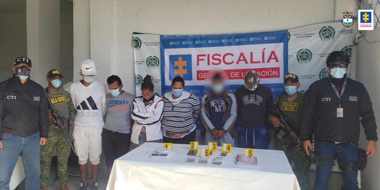 Supuestos integrantes de organización delincuencial Los del Bronx, señalados de comercializar estupefacientes en las veredas San Miguel y San Martín, en Sincelejo (Sucre).