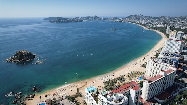 Vista general aérea, del balneario de Acapulco, en el estado de Guerrero (México).