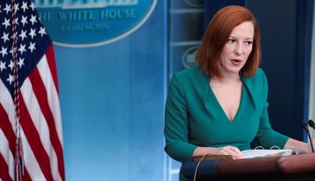 La portavoz de la Casa Blanca, Jen Psaki, fue registrada este lunes, durante su rueda de prensa diaria, en Washington DC (EE.UU.).