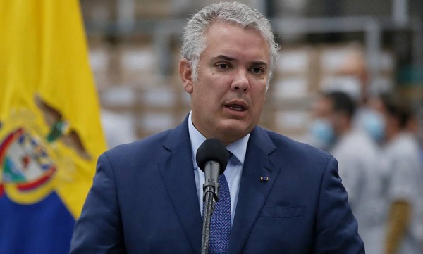 El Presidente Iván Duque durante su intervención ante los representantes de los 32 países participantes en la sesión plenaria de la IX Cumbre de las Américas.