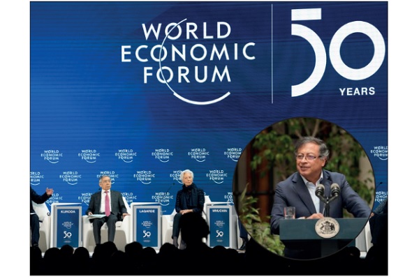 Gustavo Petro, presidente de Colombia listo para el dialogo en la ciudad de Davos en Suiza.