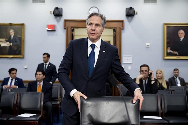 El secretario de Estado de EE. UU., Antony Blinken, llega a la audiencia sobre la solicitud de presupuesto para el año fiscal 2024 para el Departamento de Estado.