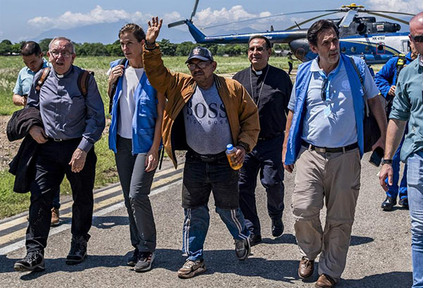 Fotografía cedida por la ONU muestra a Luis Manuel Díaz luego de recobrar su libertad.