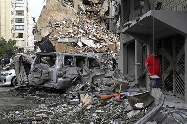 Este es el lugar de un ataque aéreo israelí en la zona de Tayouneh, al sur de Beirut, Líbano.