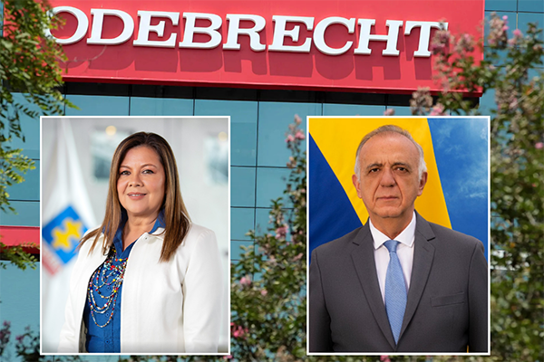 Luz Adriana Camargo Fiscal General de la Nación; Iván Velásquez, ex ministro de Defensa; en el fondo, empresa brasileña Odebretch. 