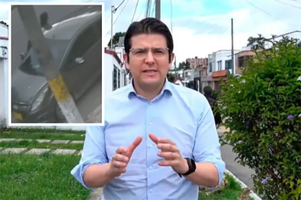 Miguel Uribe Turbay, Senador de la República y víctima de un atentado en Bogotá; foto de cámara de seguridad enfocando el carro implicado en el crimen.