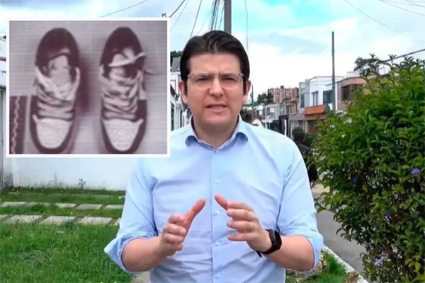 Miguel Uribe Turbay momentos antes de el intento de homicidio en su contra; zapatos que presuntamente pertenecen a alias ‘el costeño’.