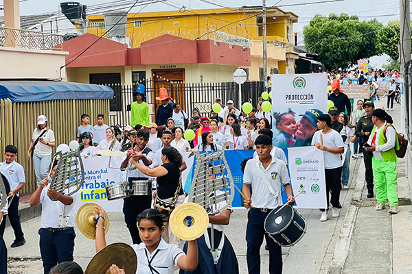 Manifestaciones en contra del trabajo infantil en las calles de Sincelejo, Sucre. Foto Alcaldìa de Sincelejo