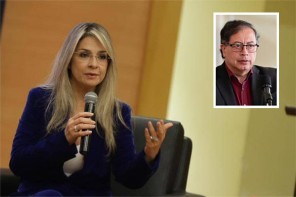 Vicky Dávila, periodista y candidata presidencial; Gustavo Petro, presidente de Colombia.