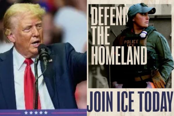 Los anuncios de la campaña han generado controversia: emplean gráficos inspirados en la propaganda de guerra, con frases como “AMERICA NEEDS YOU” y “DEFEND THE HOMELAND.