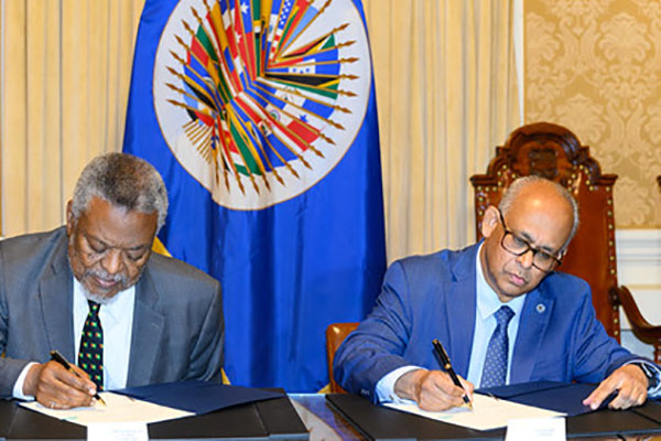 La OEA y el Gobierno de Guyana firmaron un acuerdo para el despliegue de la Misión de Observación Electoral que acompañará las elecciones generales y regionales. Foto OEA