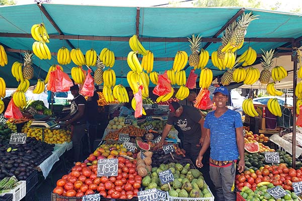 Fotografía de un puesto de frutas y verduras en Santiago, Chile. Con una productividad estancada hace más de una década y un desempleo que bordea el 8 %, la economía chilena se ha instalado, junto con la seguridad, como uno de los ejes centrales de la campaña presidencial, en una conversación que no solo gira en torno a inversión y gasto público, sino también a los obstáculos que frenan el desarrollo. (Foto EFE/ Elvis González)