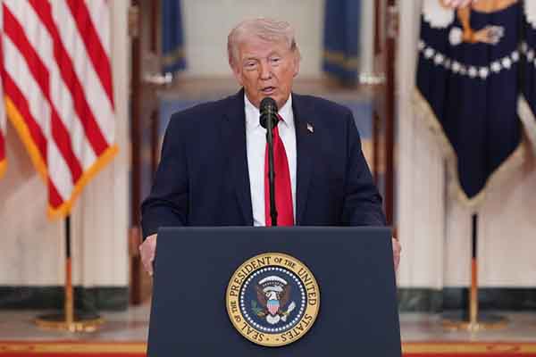 El presidente de Estados Unidos, Donald J. Trump, habla sobre la guerra con Irán desde de la Casa Blanca en Washington. EFE/EPA/Alex Brandon / Pool