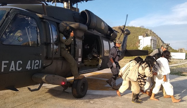 Los indígenas heridos fueron trasladados en helicópteros a Santa Marta en donde fueron recluidos en varias clínicas