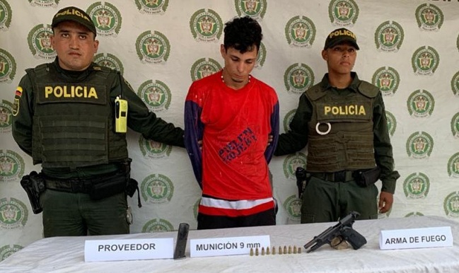 Daniel Jesús Chinchilla Agudelo, capturado por la Policía cuando portaba un arma de fuego sin documentos.