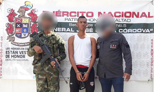 Manuel David Iguarán Rosethiel, alias ‘Crosty’ fue capturado por funcionarios del CTI en coordinación con tropas del Ejército Nacional