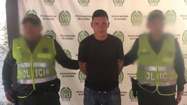 Juan Andrés Sierra Noriega, capturado por la Policía en Chibolo.