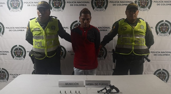 Sergio Andrés Amaranto Castro, capturado para que responda por el delito de porte, tráfico y fabricación de armas de fuego.