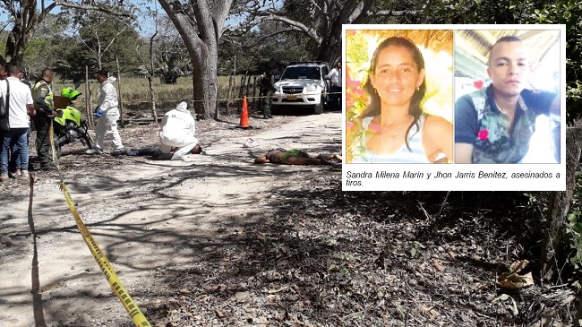 Los cuerpos sin vida de Sandra Milena Marín y Jhon Jarris Benítez fueron hallados en un zona enmontada dela vereda San Salvado del corregimiento de Palomino, La Guajira.