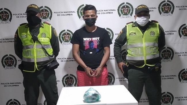 David Enrique Bautista Álvarez, presunto expendedor de drogas capturado en Fundación.