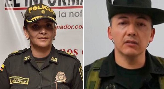 Sandra Vallejos, nueva comandante de la policía Metropolitana de  Santa Marta, Coronel Oscar  Solarte, comandante  saliente de la Policía Metropolitana.