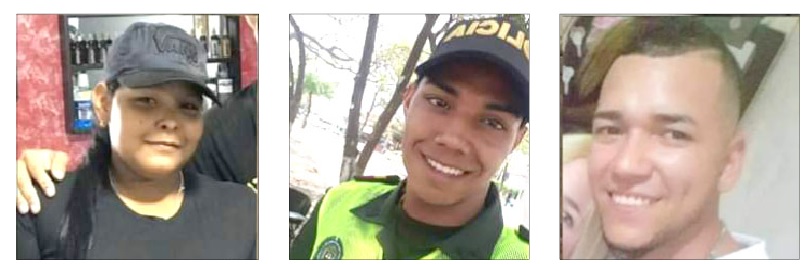 Ana María Paulina Acosta Gámez, Pedro Torres Velásquez y Breyner Alfonso Escobar Obregón, acribillados a tiros en la avenida del Río.