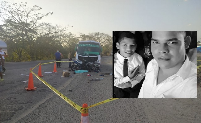 Osnaider Alberto Borja Torregrosa y su hijastro, Agner Naranjo Ortiz, muertos en accidente de tránsito.