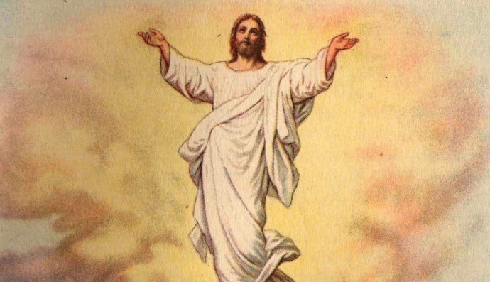 Ilustración de la Ascensión del Señor descrita en el libro de los Hechos de los Apóstoles. 
