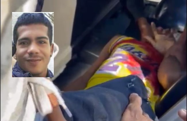 Este es el momento en el que el presunto pistolero, Yoyfran Rafael Pedrozo, es auxiliado luego de ser herido a tiros por su víctima.