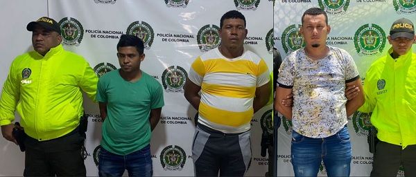Carlos Jaime Maestre Padilla, Jesús Alberto Pájaro Álvarez y Jean Carlos Arias Peña, capturados.