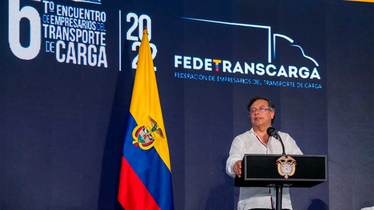 El presidente de la República, Gustavo Petro Urrego, hizo su intervención en una reunión con transportadores de carga.