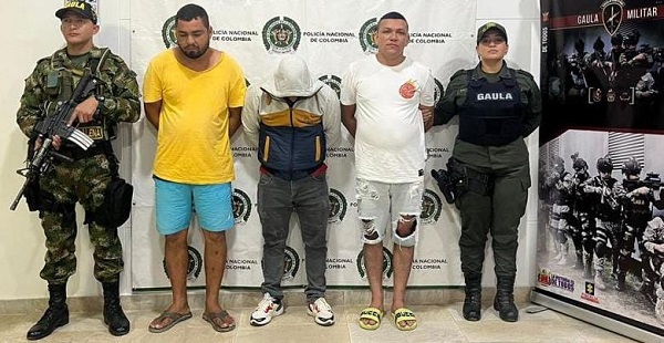 Jorge Andrés Henrique Tapia, Jhan Carlos Suarez Chogo, y Claudio Manuel Ojeda Ceballos, capturados.