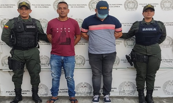 Dairo Rodríguez Peña y Yilmar Rafael Slait Movilla, fueron capturados por el Grupo Gaula de la Policía y tropas del Batallón de Alta Montaña.