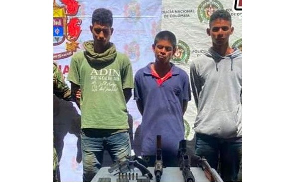Jesús David Santamaria Pérez, Samir Antonio Blanco Medina, alias ‘El Indio’ y Jhon Elis Valladores Escalona, capturados.