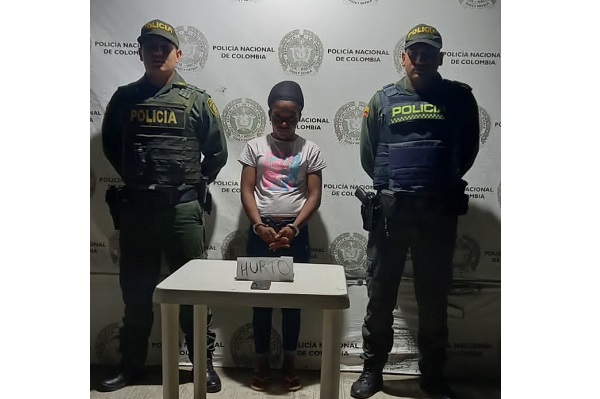 Heimis Coromoto Pirona Chirino, detenida por personal uniformado de la Policía Metropolitana de Santa Marta.