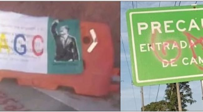 Los letreros fuero dejados en distintos puntos de las carreteras principales del departamento.