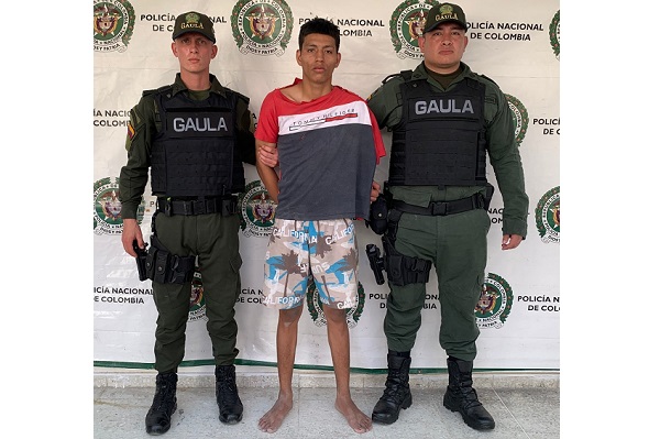 Johan Felipe Cuvinao Hernández, capturado por el Grupo Gaula de la Policía Nacional.