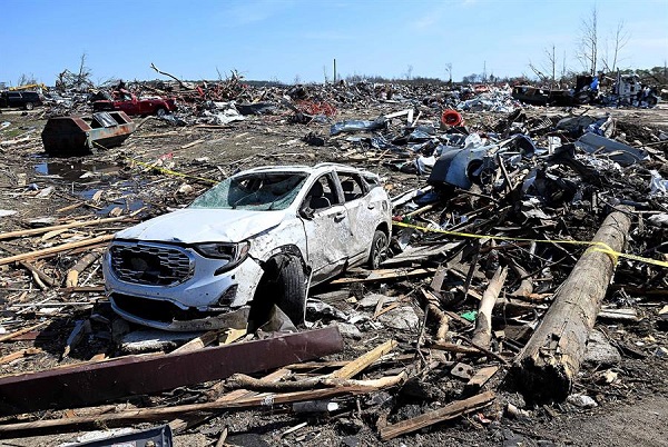 Este domingo el municipio de Rolling Fork, que ha quedado completamente destruido, según muestran las imágenes publicadas por la Agencia de Manejo de Emergencias de Misisipi.