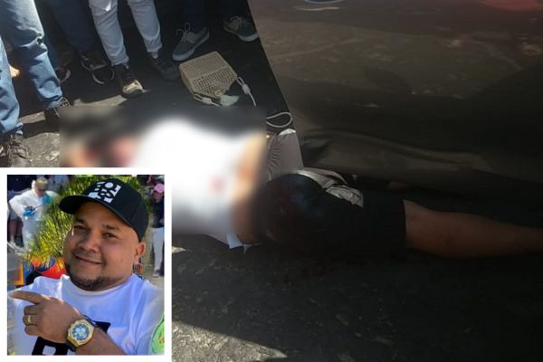Sobre el asfalto de la Avenida del Libertador quedó el cuerpo sin vida del conductor atacado a tiros.