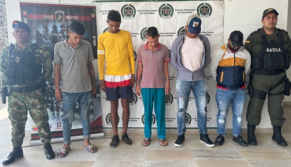 Fernando Camargo, Carlos Charria, Wilfredo Ferreira, Fernando Sepúlveda, Justiniano Martínez, y Jaider Cano, capturados.