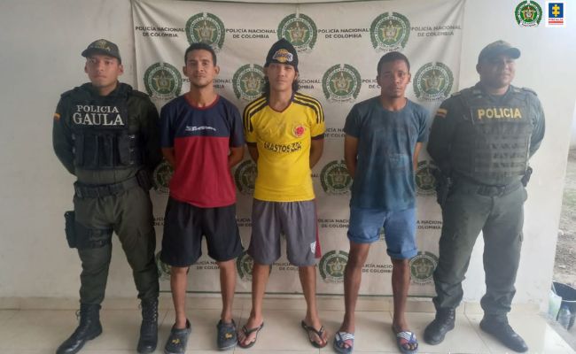 Roy Andrés Fontalvo Barrios, Julio César Rodríguez Ortiz y Danilo de Jesús Torres Cantillo, capturados.