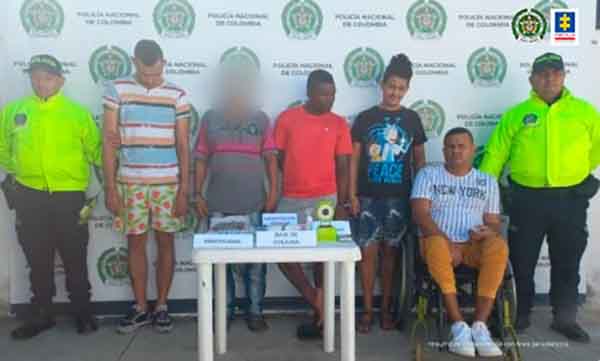Danilo Sandoval Ruiz, alias ‘Silla’; Jorge Luis Carmona Colón, Kelvin Iván Rincón Rincón y Marlon Andrés Jiménez Pérez, detenidos