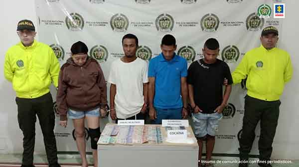 Aleida del Rosario Benavides García, Ronal Tapia Manjarrez, Jhon Fabe Mendoza Hernández y Omar Enrique Manjarrez Gamero, apresados.