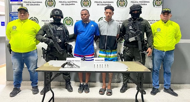Jorge Eliecer Granados Urdaneta, Cristofer Antonio Yuliano Acosta, capturados por la Policía Nacional.