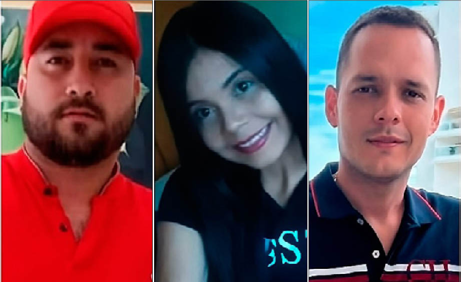 Alejandro Vera, Andrea Trujillo Reyes y Elkin Ríos Osorio, asesinados a tiros.