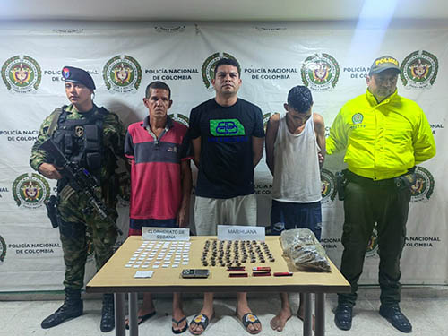 Estafano José Alvarado Gómez, Yovani Camacho Márquez y Luis Francisco Rada Melo, capturados.
