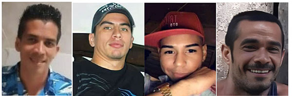 Jonatán Ramírez, Jhonatan Villán, Jhon Vizcaíno, y Edwin Gelves, fueron los asesinados en estos casos, según la Policía.