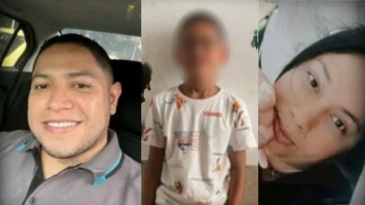 Geovanny Castro, su hijo Isaac Castro de 9 años, y Melissa Celis Aguilar, su prima fallecida en el accidente de tránsito. 